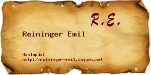 Reininger Emil névjegykártya